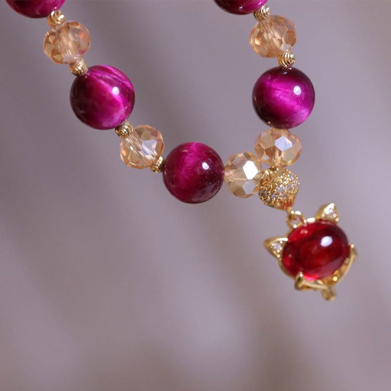 Wear FengShui Red Tiger Eye PiXiu Fox Protection Self Confidence Bracelet