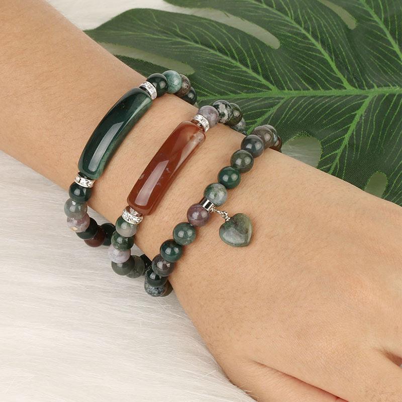 Wear FengShui Natural Quartz Love Heart Healing Beads Bracelet