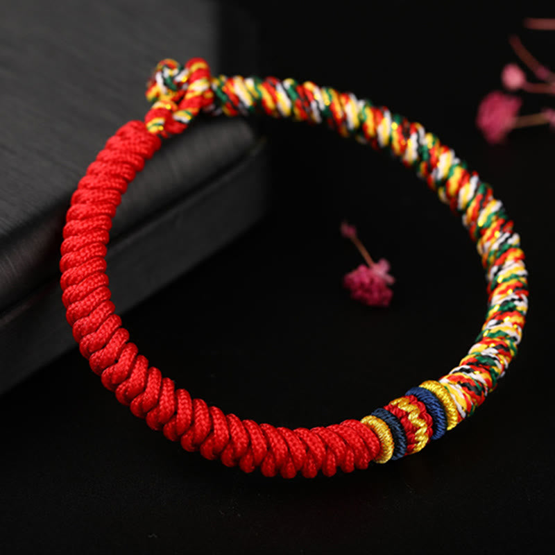 Wear FengShui Tibetan Handmade Multicolored Thread King Kong Knot Strength Braid String Bracelet