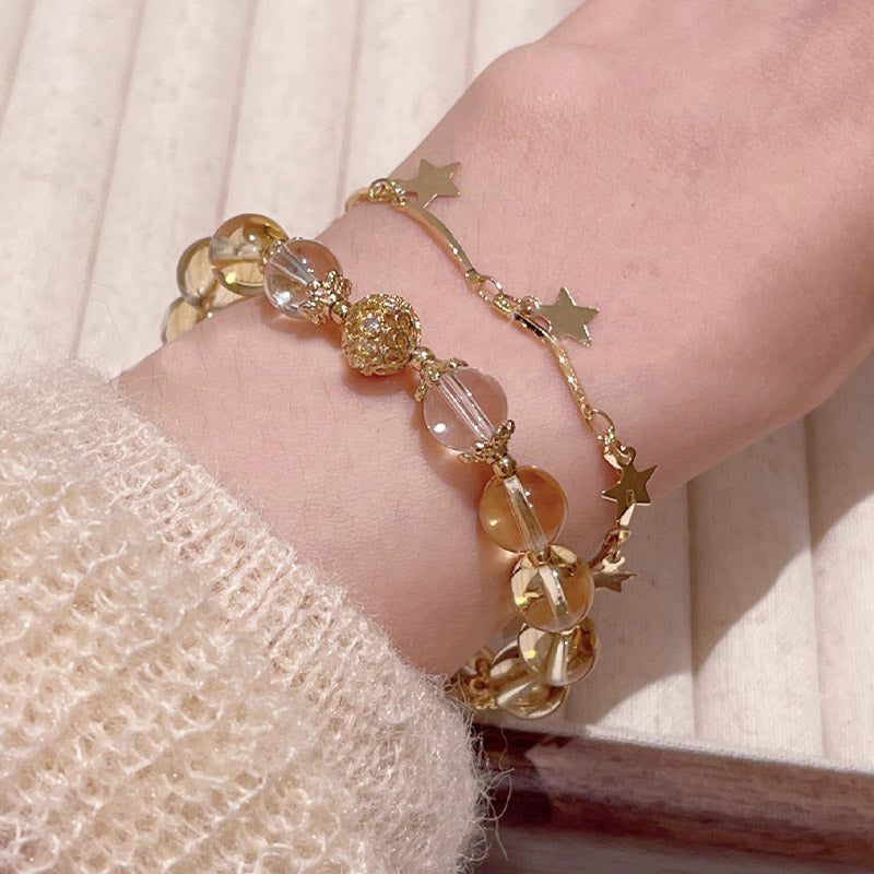 Wear FengShui Citrine Moonstone Butterfly Charm Prosperity Protection Bracelet