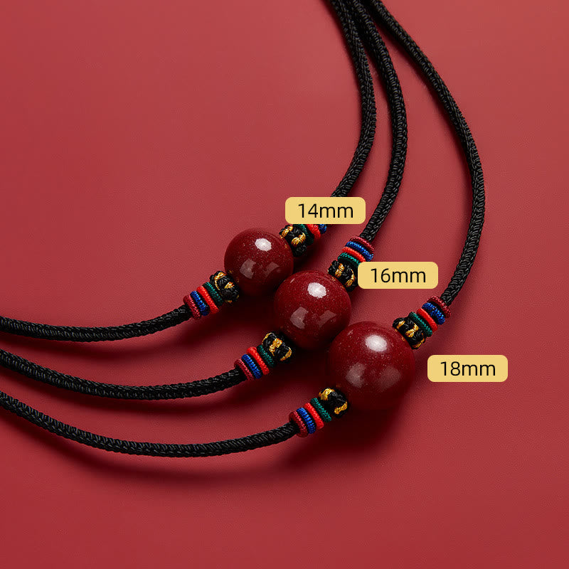 Wear FengShui Cinnabar Bead Blessing String Necklace Pendant