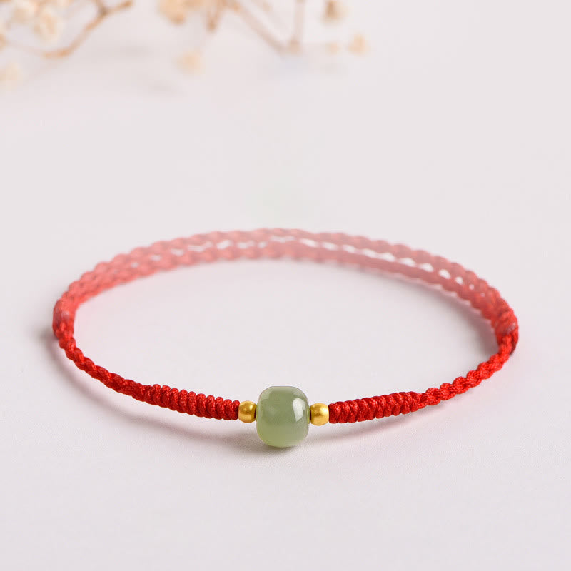 Wear FengShui Handmade Jade Lucky Bead Prosperity Braided Bracelet