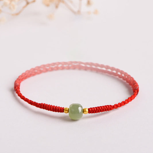 Wear FengShui Handmade Jade Lucky Bead Prosperity Braided Bracelet