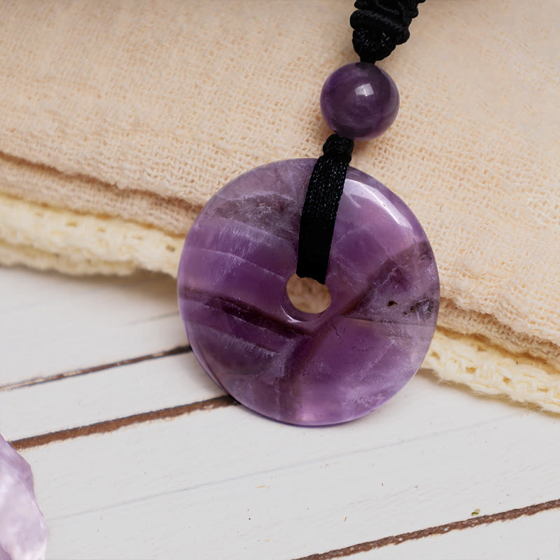 Wear FengShui Lucky Coin Pendant Healing Crystal Gemstone Necklace