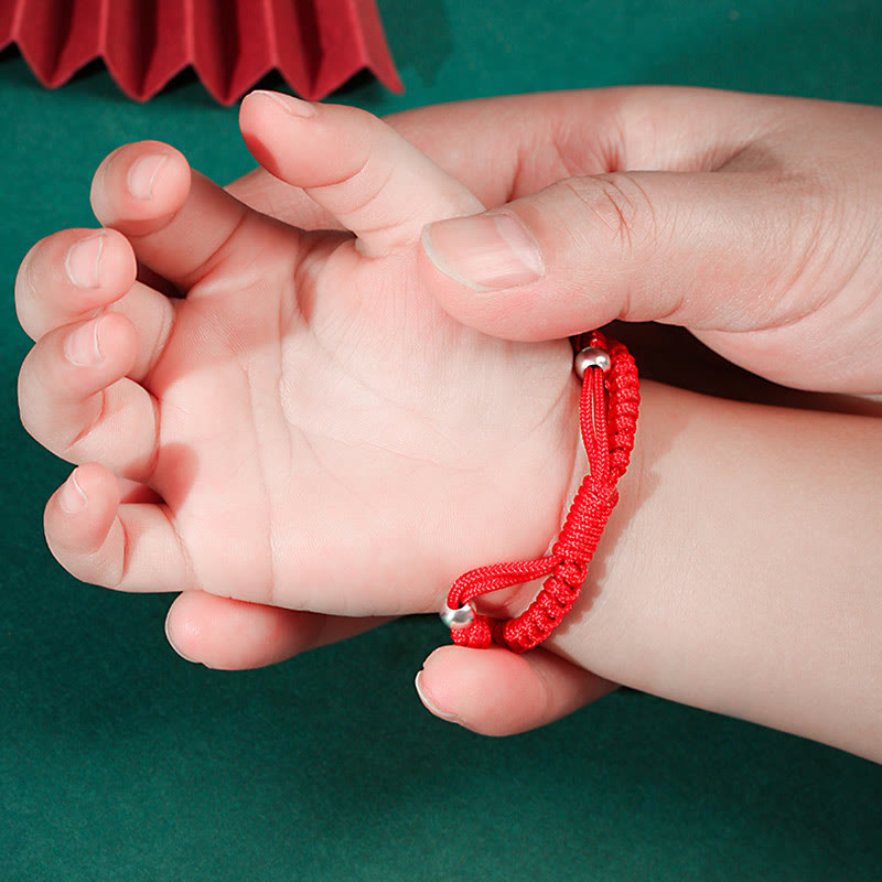 Wear FengShui 999 Sterling Silver Chinese Zodiac Red Rope Luck Handcrafted Kids Bracelet