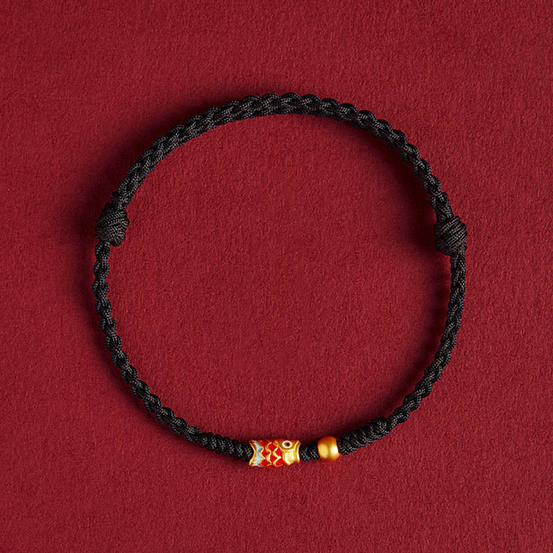 Wear FengShui 925 Sterling Silver Handmade Koi Fish Wealth Success Braided Rope Bracelet