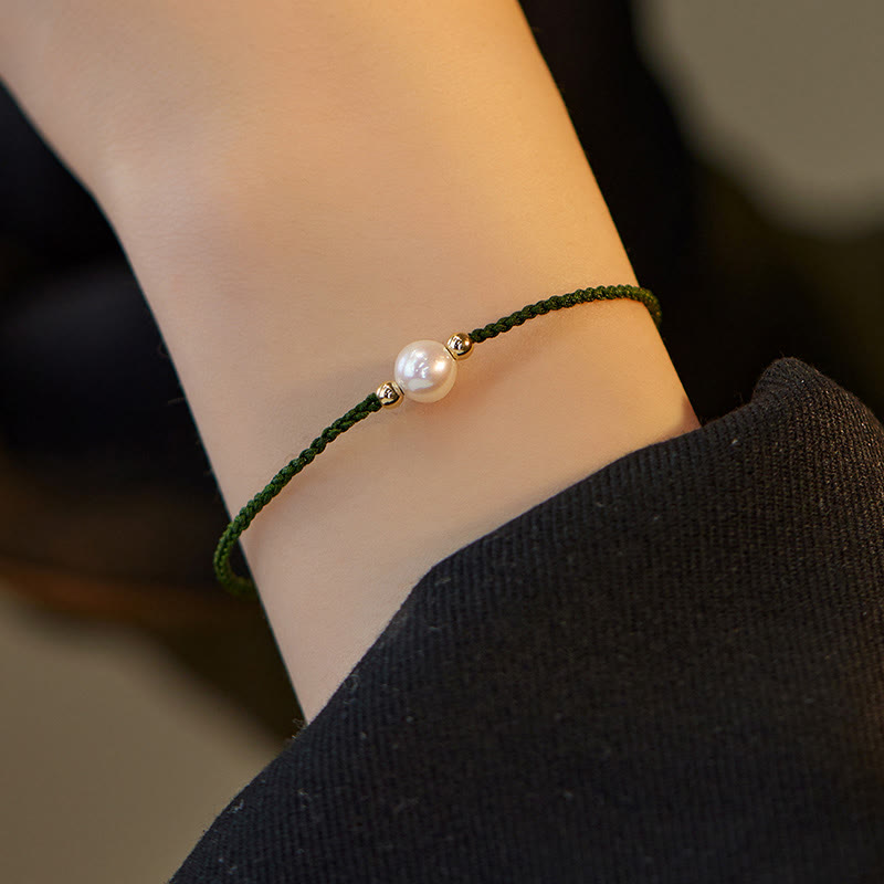 Wear FengShui Natural Pearl Bead Luck Braid String Bracelet