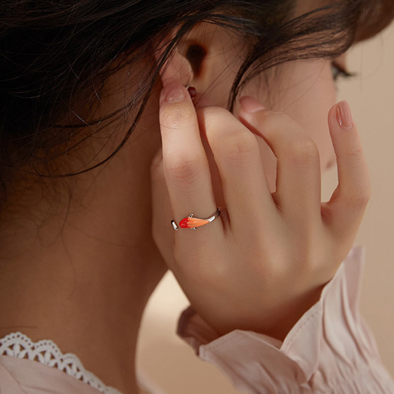 Wear FengShui Koi Fish Copper Balance Luck Adjustable Ring