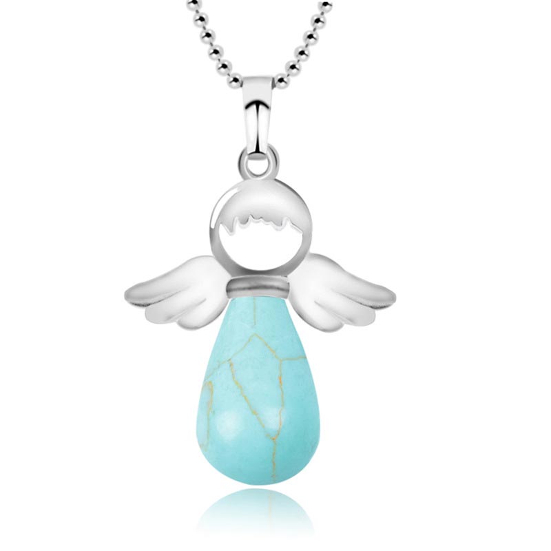 Wear FengShui Little Angel Wings Natural Crystal Luck Necklace Pendant