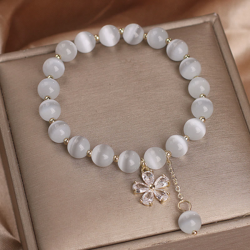Wear FengShui Cat's Eye Flower Charm Peace Support Bracelet