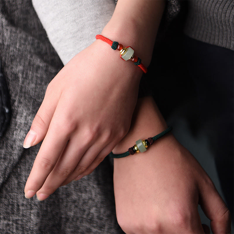 Wear FengShui Tibetan Green Aventurine Luck Braid String Bracelet
