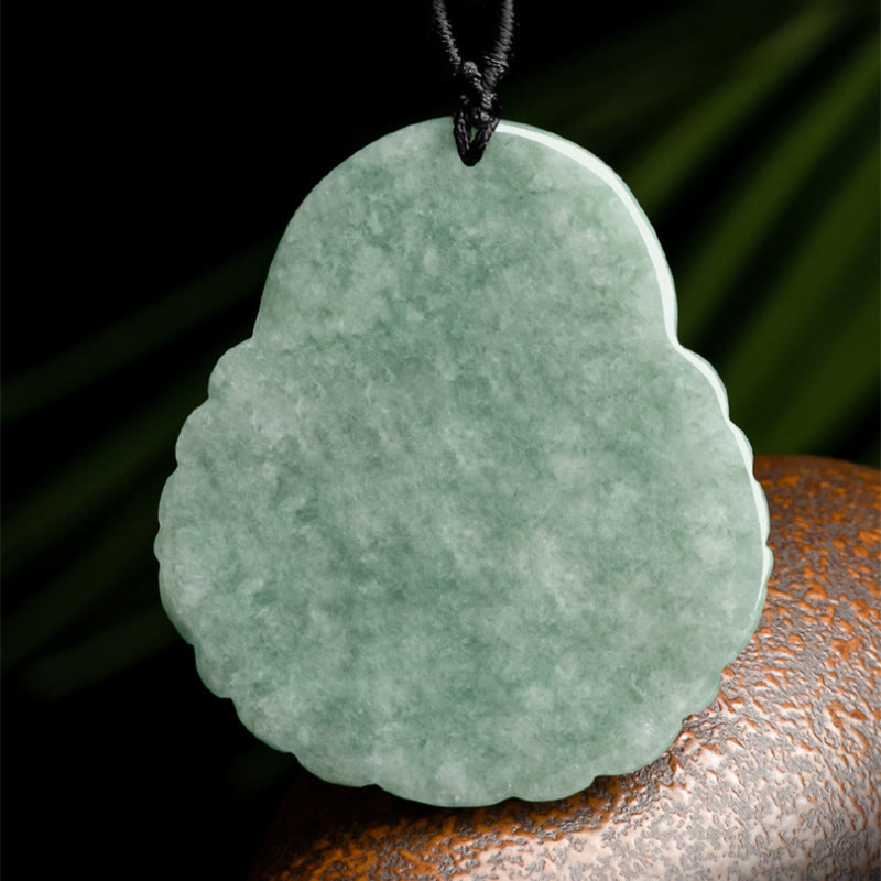 Wear FengShui Laughing Buddha Natural Jade Copper Coin Abundance Necklace Pendant