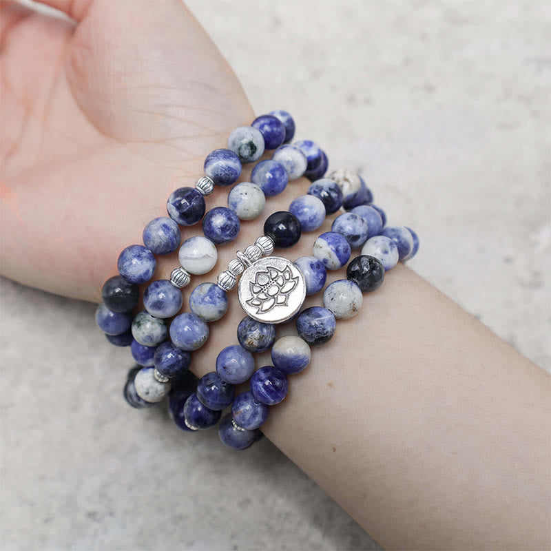 Wear FengShui Natural Blue Aventurine Lotus Peace Necklace Bracelet