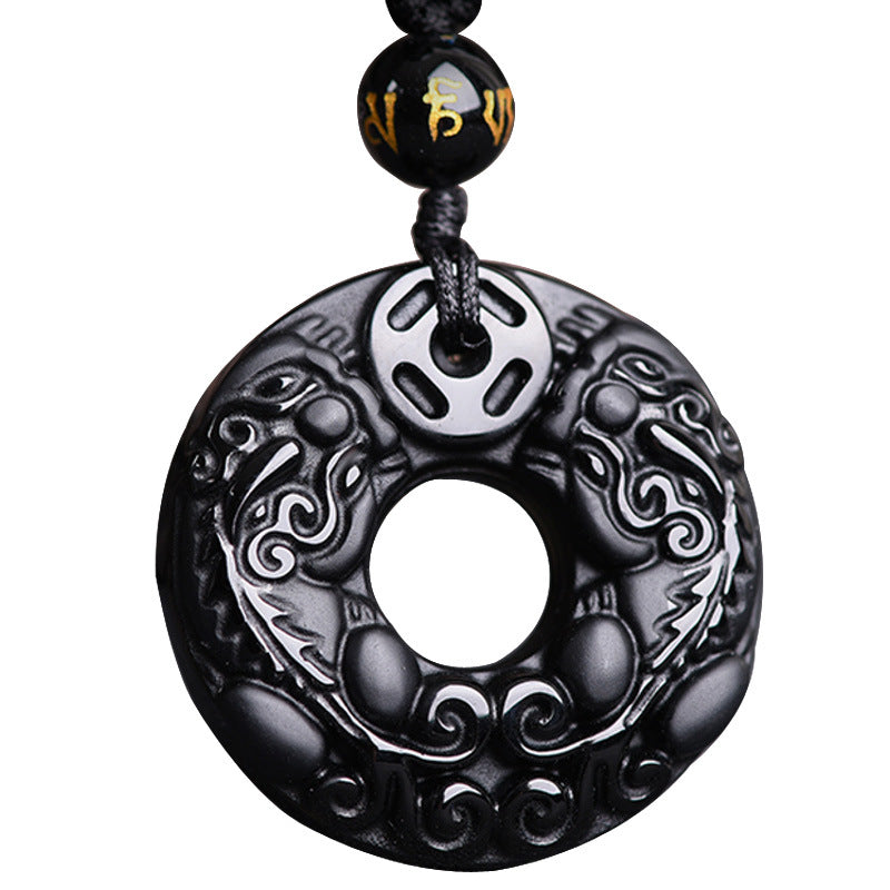 Wear FengShui Pixiu Obsidian Wealth Pendant Necklace