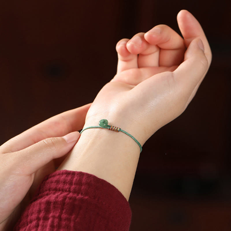 Wear FengShui Tibetan Handmade Green Aventurine Luck Protection Braided Rope Bracelet