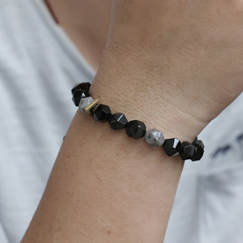 Wear FengShui Black Obsidian Black Glitter Stone Purification Bracelet