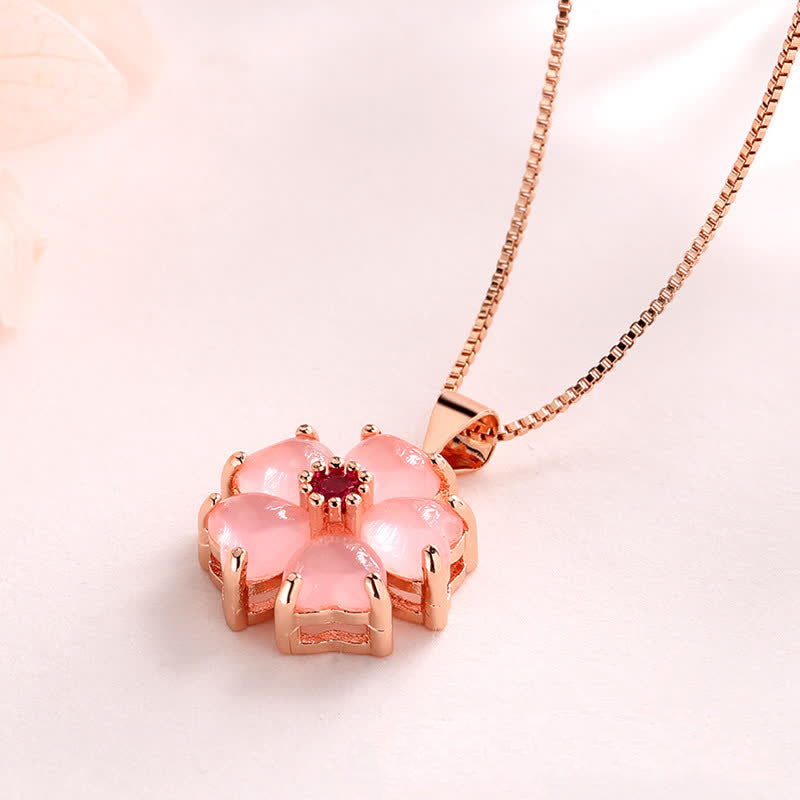 Wear FengShui Pink Crystal Love Heart Flower Soothing Necklace Pendant