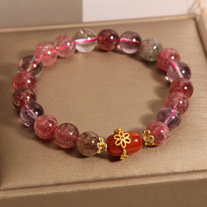 Wear FengShui Natural Super Seven Crystal Red Agate Positivity Bracelet