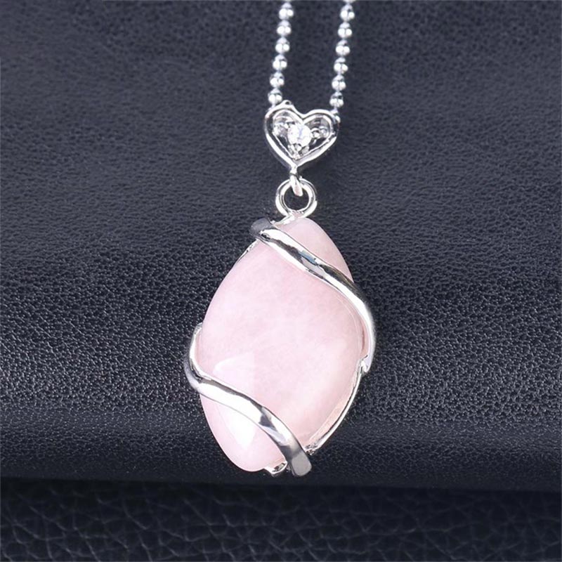 Wear FengShui Marquise Pattern Natural Crystal Stone Charm Necklace Pendant