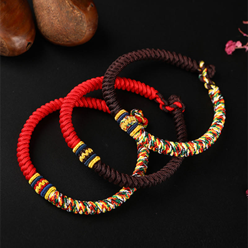 Wear FengShui Tibetan Handmade Multicolored Thread King Kong Knot Strength Braid String Bracelet