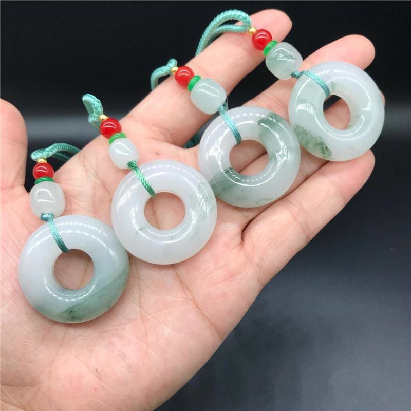 Wear FengShui Natural Jade Peace Buckle Prosperity Necklace Pendant