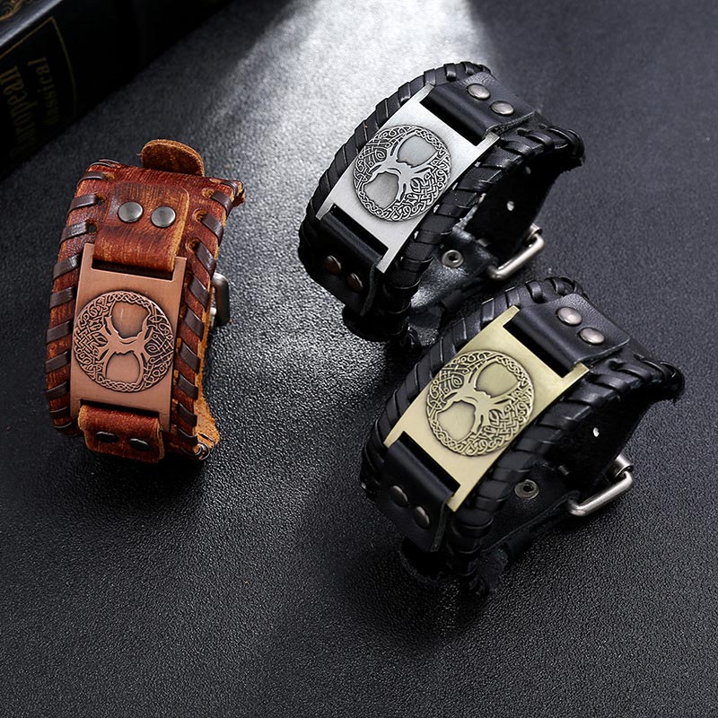 Wear FengShui Lucky Tree Of Life Balance Leather Bracelet