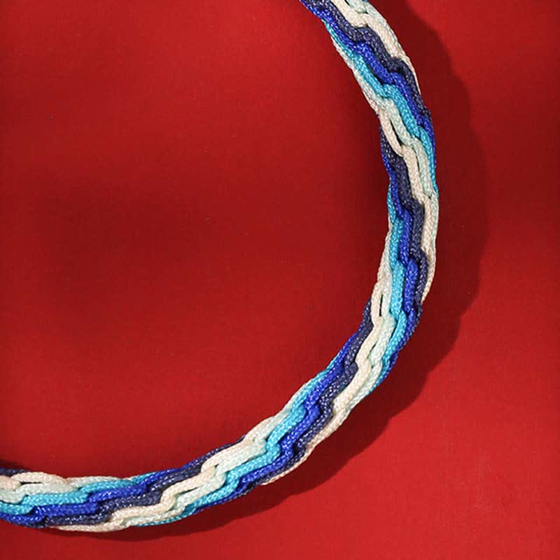 Wear FengShui 925 Sterling Silver Handmade Gourd Blessing String Reincarnation Knot Bracelet
