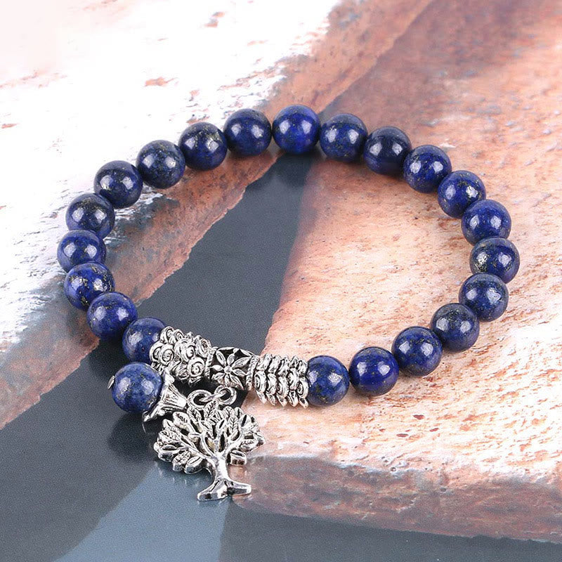Wear FengShui Natural Gemstone Tree of Life Lucky Charm Stretch Bracelet