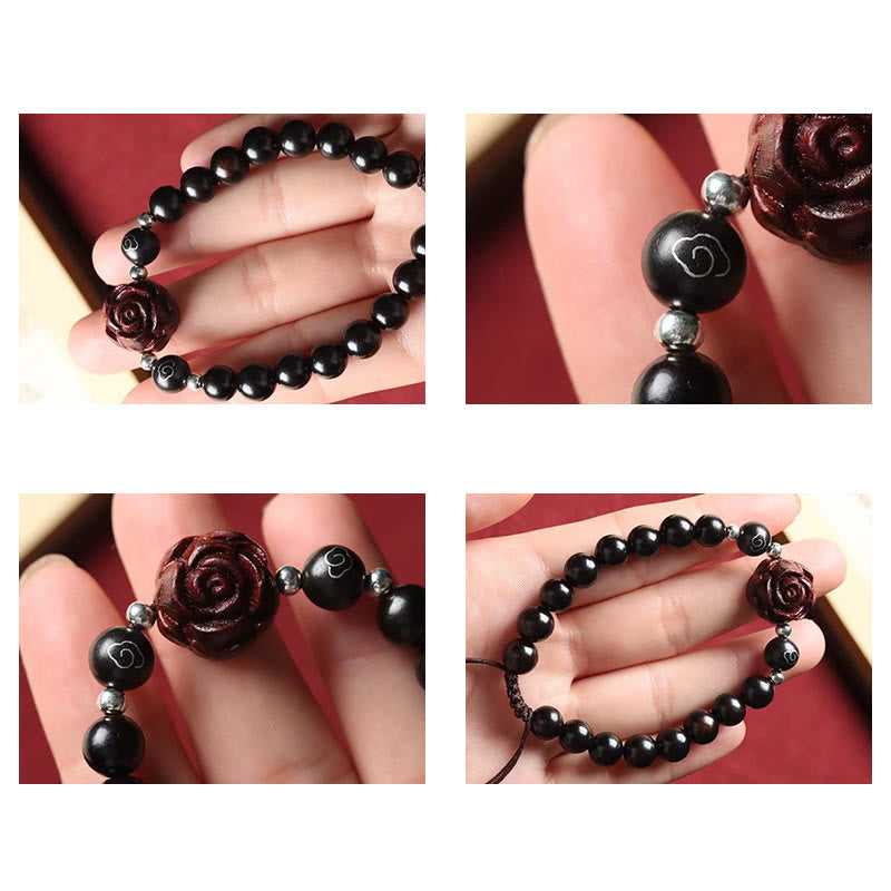 Wear FengShui Small Leaf Red Sandalwood Sooth Bracelet