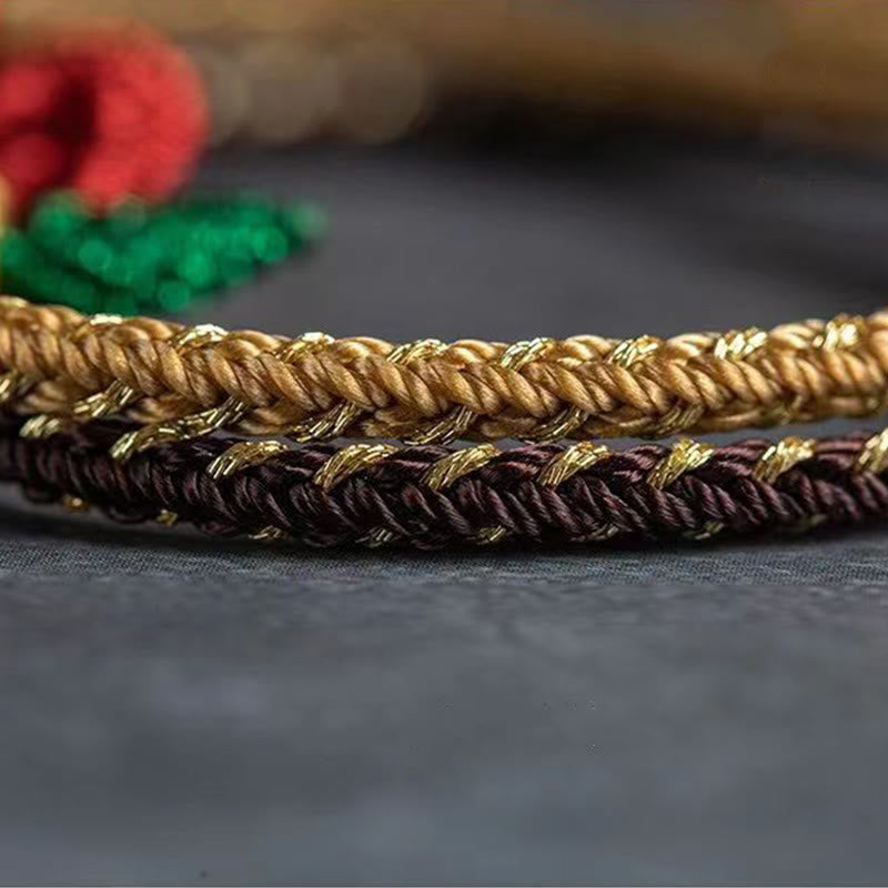 Wear FengShui Rose Flower Rope Eight Thread Peace Knot Luck Handmade Bracelet