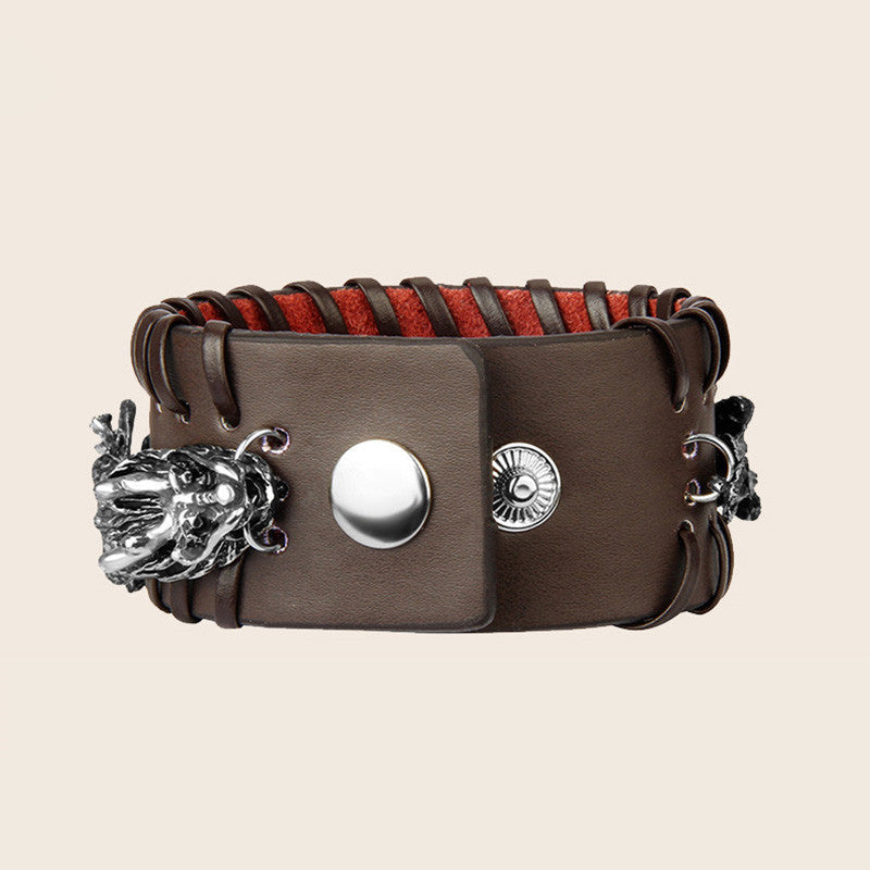Wear FengShui Dragon Leather Protection Weave Bracelet