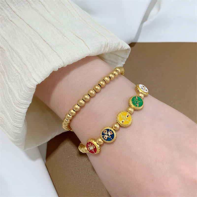 Wear FengShui Tibetan Five God Of Wealth Copper Beads Luck Bracelet