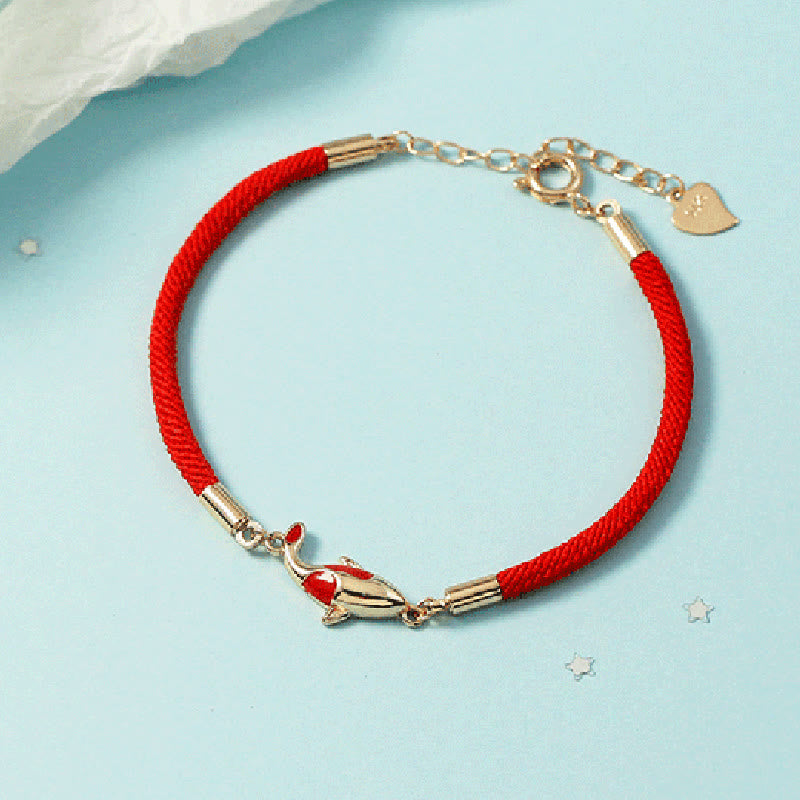 Wear FengShui Copper Koi Fish Wealth Necklace Pendant Red Rope Bracelet Earrings Set