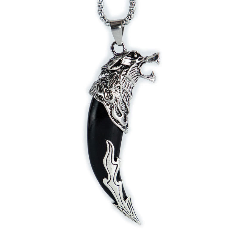 Wear FengShui Imitation Wolf Tooth Titanium Steel Balance Necklace Pendant