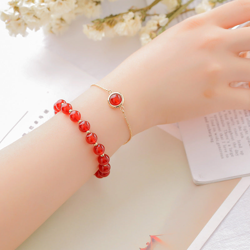 Wear FengShui Sun Stone Strawberry Quartz Crystal Positive Bracelet