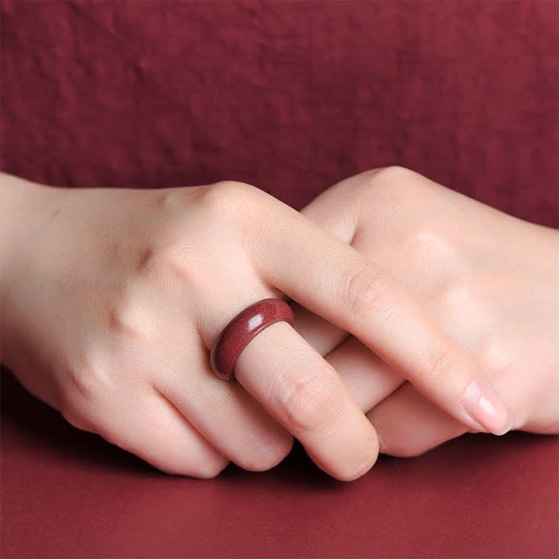 Wear FengShui Cinnabar Om Mani Padme Hum Auspicious Clouds Blessing Ring