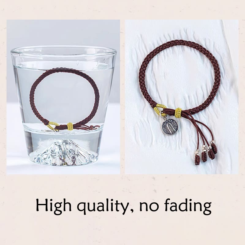 Wear FengShui Handmade 925 Sterling Silver Five Directions Gods of Wealth Luck Protection String Braid Bracelet