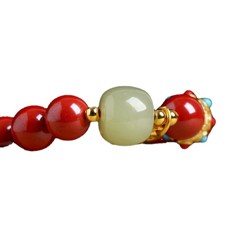 Wear FengShui Cinnabar Green Aventurine Fortune Protection Charm Bracelet