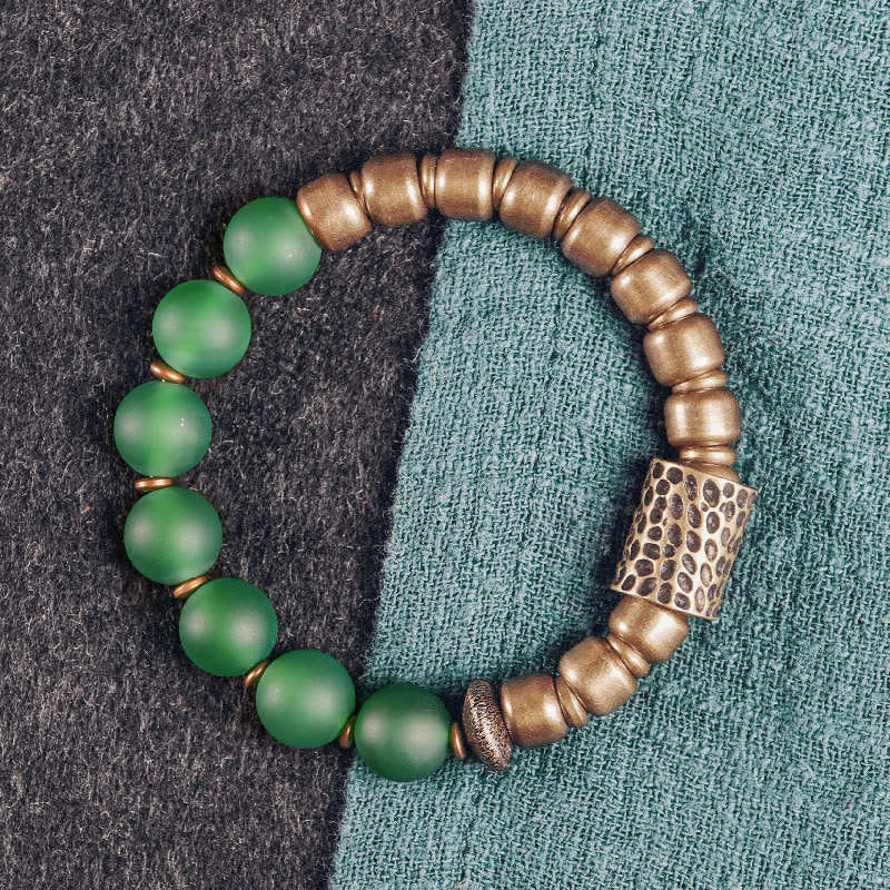 Wear FengShui Tibetan Red Agate Green Agate Copper Confidence Fortune Bracelet