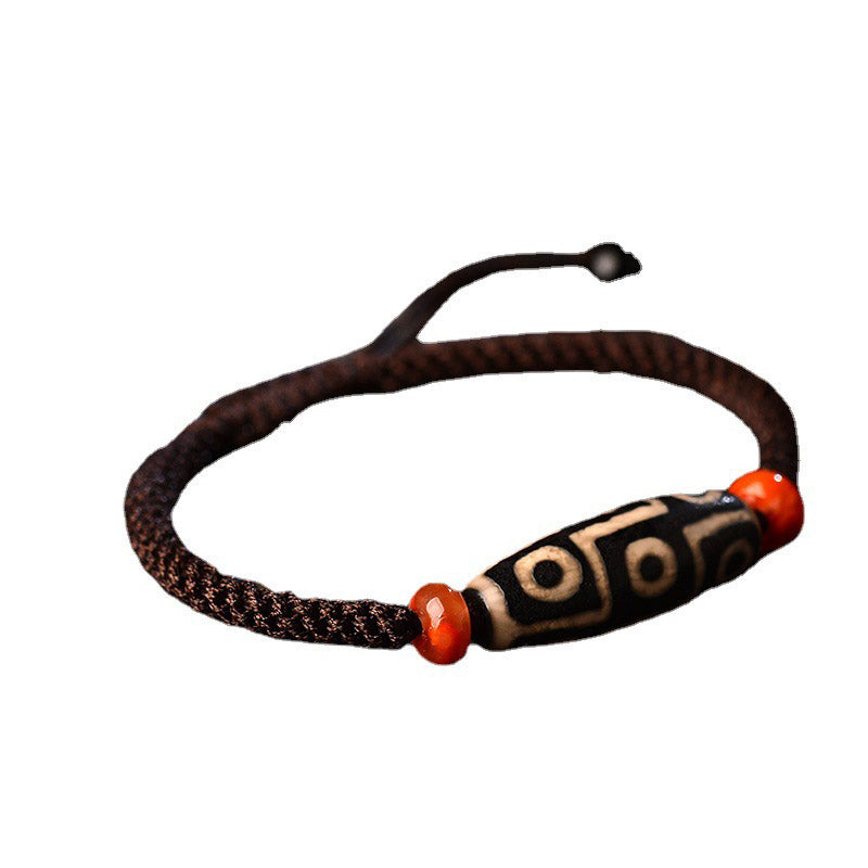 Wear FengShui Tibetan Nine-Eye Dzi Bead Prosperity String Bracelet