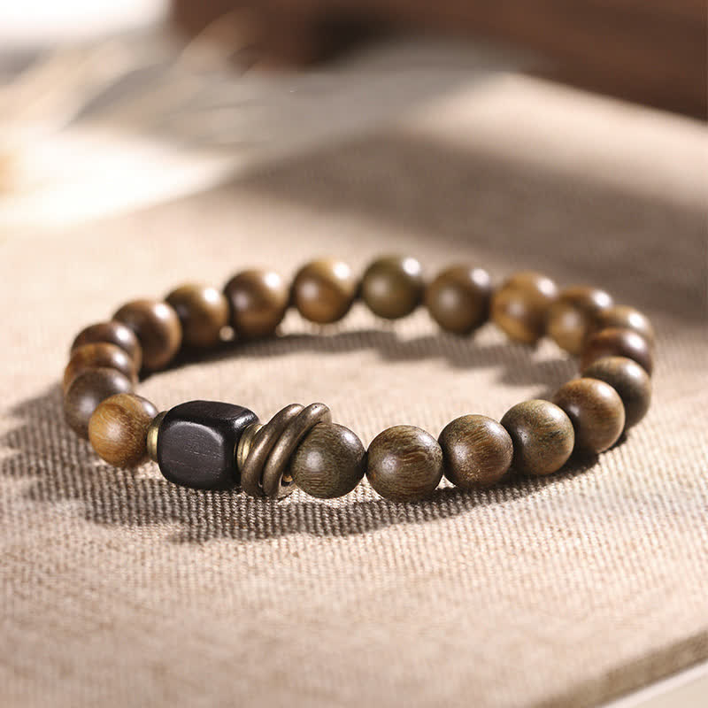 Wear FengShui Tibetan Green Sandalwood Crystal Soothing Peace Bracelet