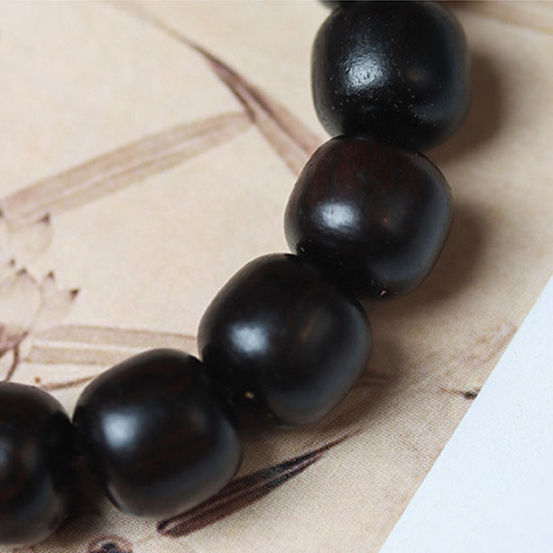 Wear FengShui Ebony Wood Auspicious Clouds Engraved Calm Bracelet