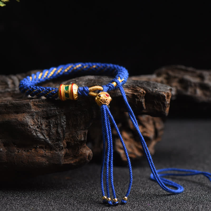Wear FengShui Tibetan Handmade Luck Prayer Wheel Bead Charm Weave Colorful String Bracelet