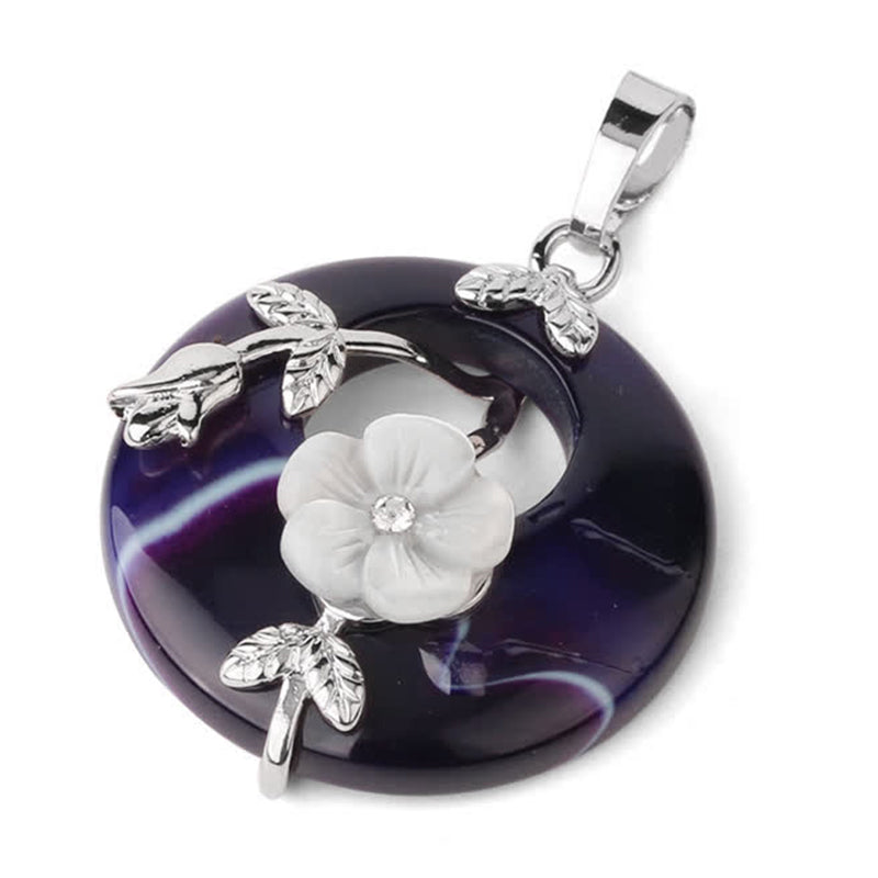 Wear FengShui Various Crystal Amethyst Green Aventurine Flower Healing Necklace Pendant