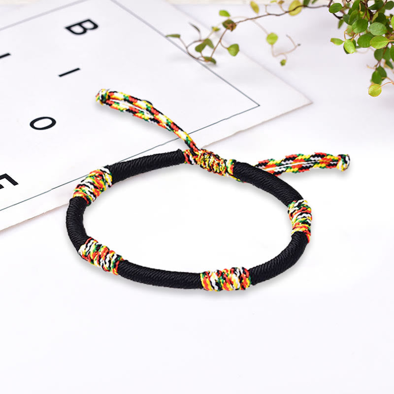 Wear FengShui Tibetan Handmade Colorful King Kong Knot Lucky Protection Braid String Bracelet
