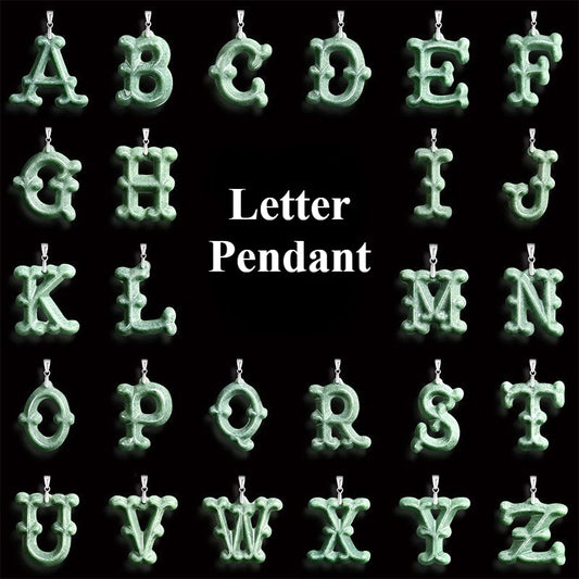 Natural A-Grade Jadeite Letter Pendant – S925 Silver Setting, Ice-Type Jade, Hip-Hop & Personalized Style