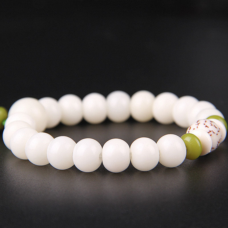 Wear FengShui Lotus Natural White Bodhi Seed Luck Bracelet
