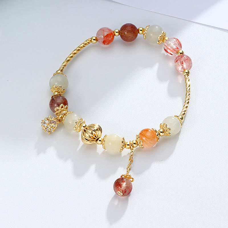 Wear FengShui Colorful Rutilated Quartz Cat Eye Zircon Auspiciousness Bead Bracelet