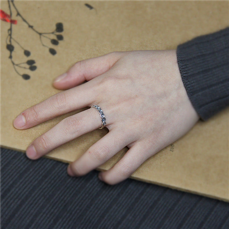 Wear FengShui 925 Sterling Silver Auspicious Clouds Engraved Ring