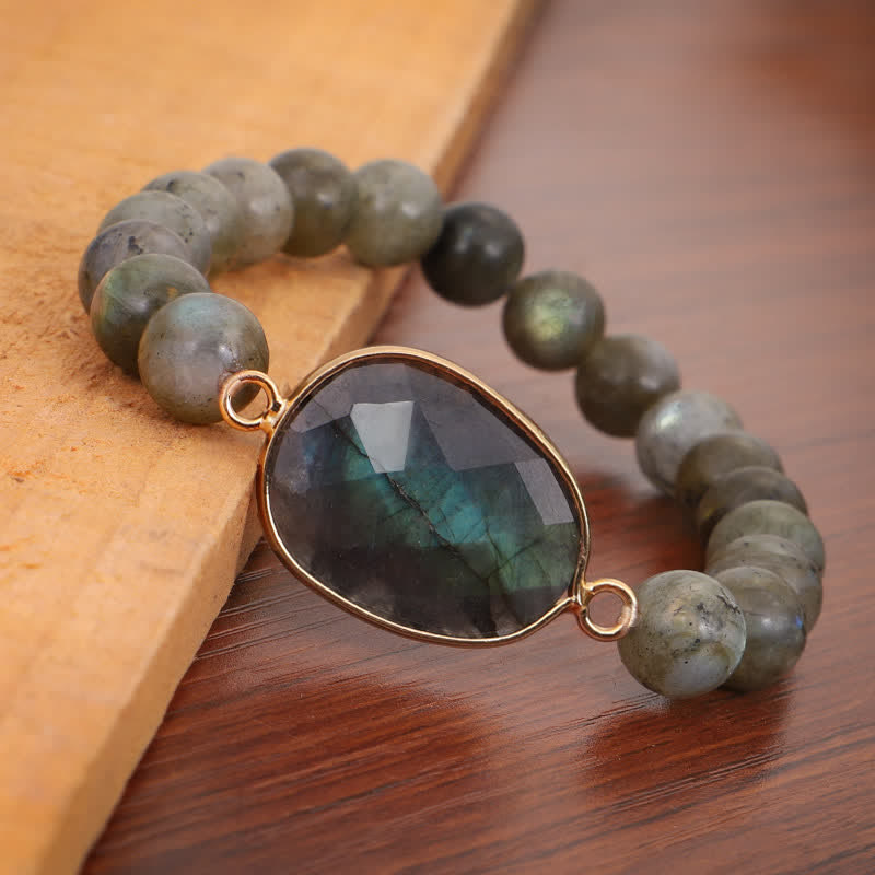 Wear FengShui Natural Labradorite Moonstone Support Healing Beaded Bracelet